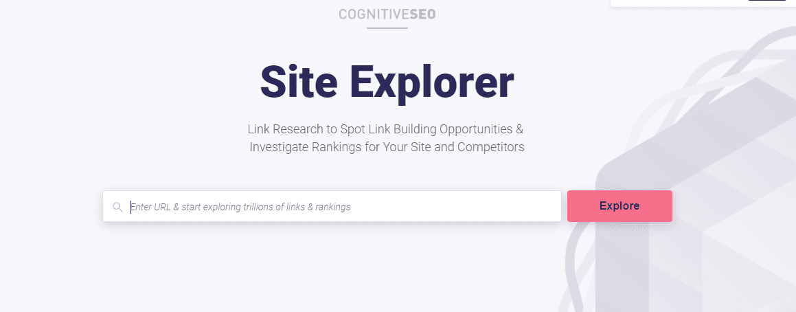 Cognitive SEO site explorer home page