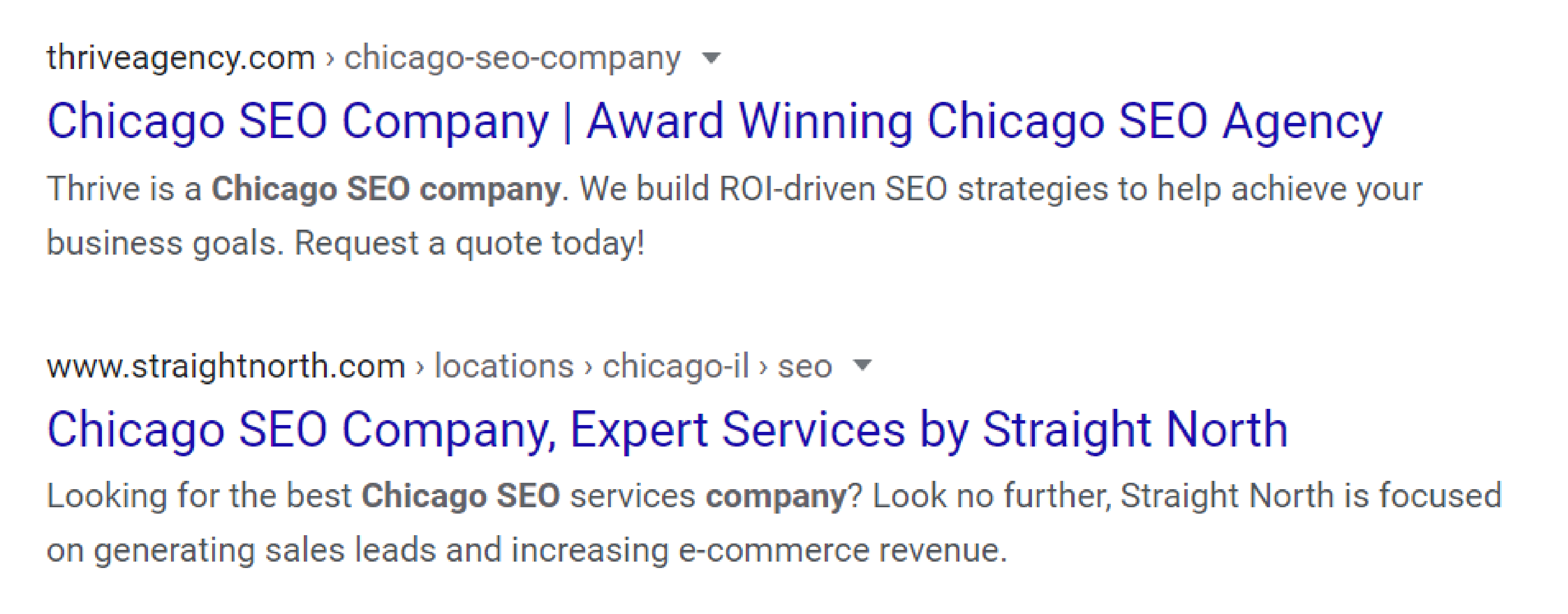 SERP for Chicago SEO companies