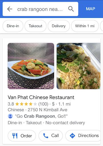 Google search result for "grab rangoon near me"