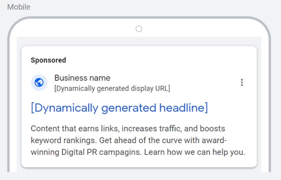 Example of Dynamic Search Ad