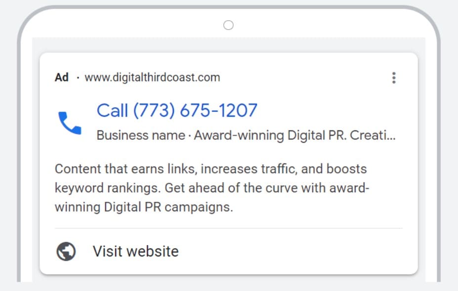 Example of a call only Ad