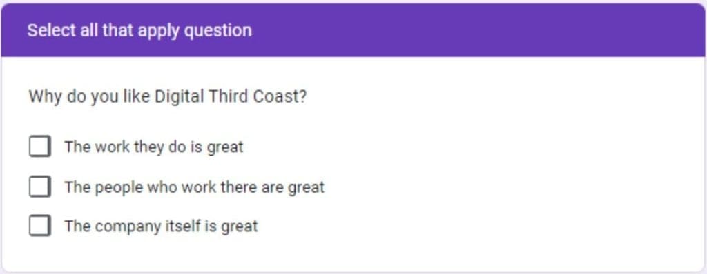 Select all that apply questions