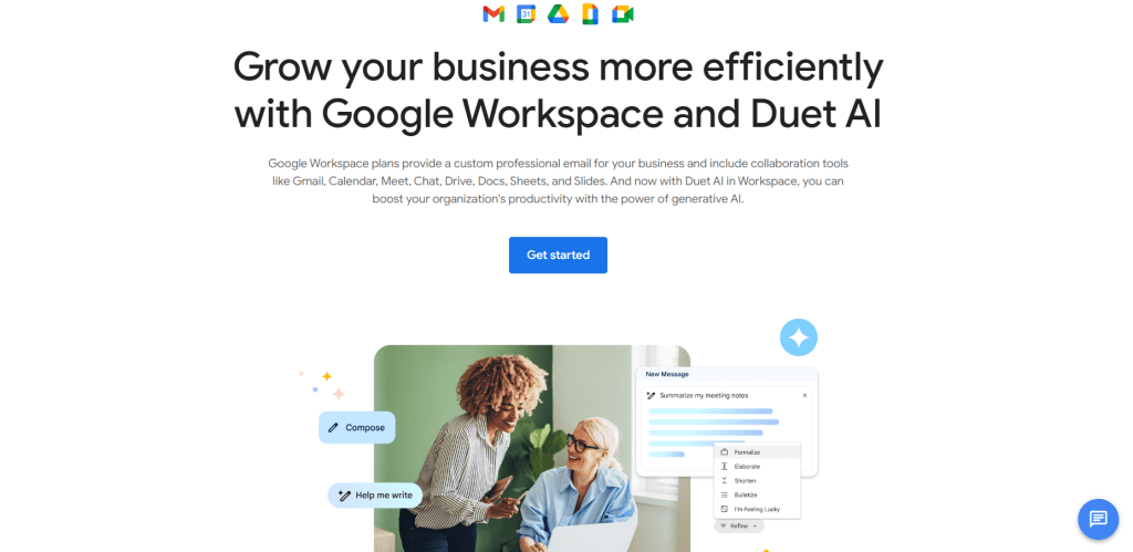 screenshot of the homepage of Google's AI tool Duet