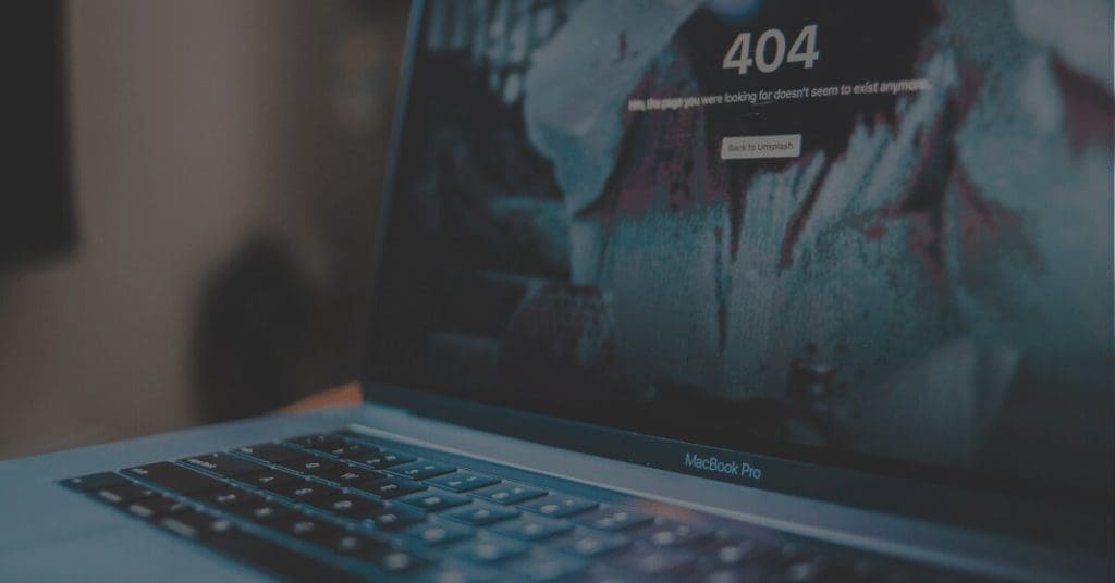 Laptop with 404 error