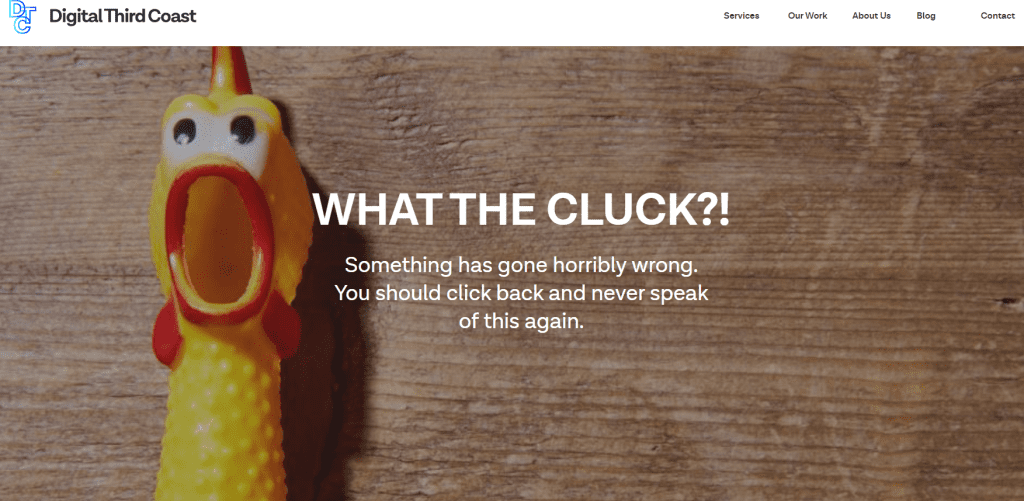 An example of DTC's 404 page