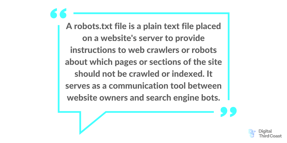 quote box: a robots.txt file placed on a website's server to provide instructions