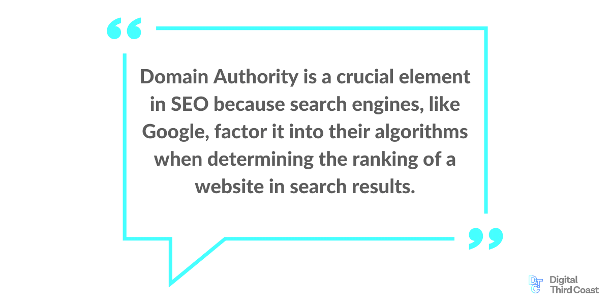 Quote box: "Domain authority is a crucial element in SEO because search engines, like Google, factor it into their algorithms. 